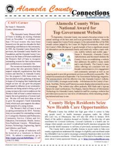 Alameda County September/October 2013 CAO’s Corner By Susan S. Muranishi, County Administrator