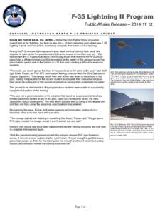 F-35 Lightning II Program Public Affairs Release – [removed]S U R V I V A L I N S T R U C T O R
