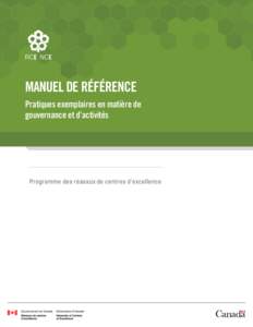 MANUEL DE RÉFÉRENCE Pratiques exemplaires en matière de gouvernance et d’ activités Avril 2014