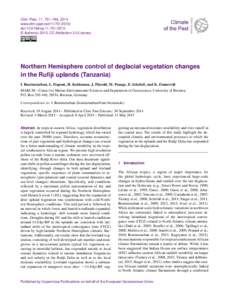 Clim. Past, 11, 751–764, 2015 www.clim-past.netdoi:cp © Author(sCC Attribution 3.0 License.  Northern Hemisphere control of deglacial vegetation changes