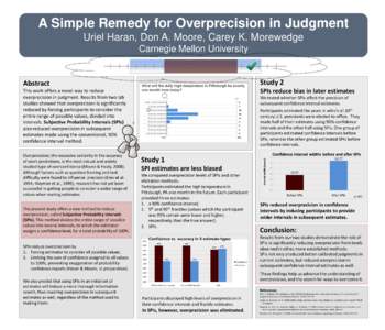 A Simple Remedy for Overprecision in Judgment Uriel Haran, Don A. Moore, Carey K. Morewedge Carnegie Mellon University Abstract