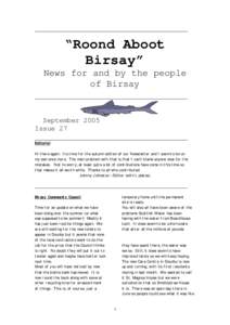 “Roond Aboot Birsay” News for and by the people of Birsay  September 2005