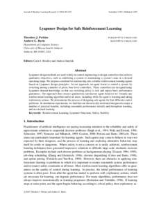 Journal of Machine Learning Research  Submitted 12/01; PublishedLyapunov Design for Safe Reinforcement Learning Theodore J. Perkins