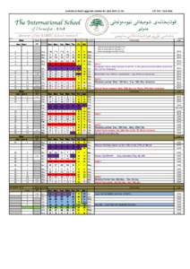 Kurdistan Schools suggested calendar for[removed]xlsx  days month Week