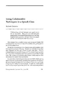 Using Collaborative Techniques in a Speech Class Richard Chisholm 