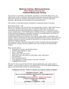 02 - MAXIMUM TRAINING REGISTRATION 2013 Riders Skills Program - Advanced Course.pages