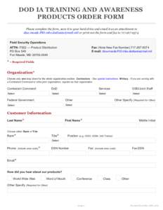 IA Training Product Order Form