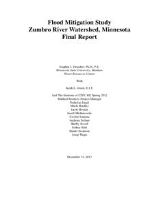 Flood Mitigation Study Zumbro River Watershed, Minnesota; Final Report