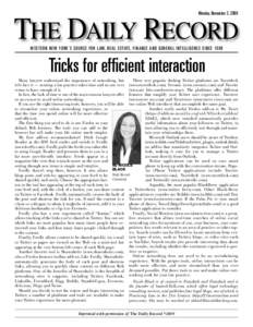 Monday, November 2, 2009  THE DAILY RECORD WESTERN NEW YORK’S SOURCE FOR LAW, REAL ESTATE, FINANCE AND GENERAL INTELLIGENCE SINCE[removed]Tricks for efficient interaction