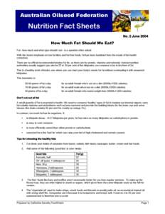 Australian Oilseed Federation  Nutrition Fact Sheets No. 2 JuneHow Much Fat Should We Eat?
