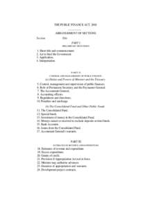 THE PUBLIC FINANCE ACT, 2001 ARRANGEMENT OF SECTIONS Section Title PART I