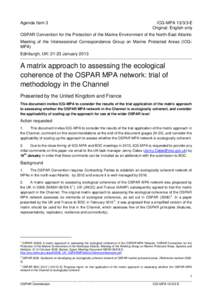 Agenda Item 3  ICG-MPAE Original: English only  OSPAR Convention for the Protection of the Marine Environment of the North-East Atlantic