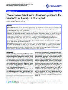 Piperidines / Hiccup / Onomatopoeias / Local anesthetic / Nerve block / Phrenic nerve / Bupivacaine / Brachial plexus block / Brachial plexus / Medicine / Regional anesthesia / Anesthesia