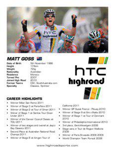 Road cycling / Matthew Goss