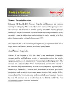 Nanotechnology / NIL / Cleanroom / Nanoimprint lithography / Semiconductor device fabrication / Technology
