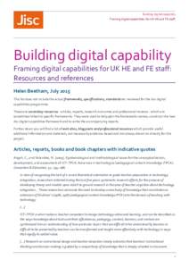 Building digital capability - Framing digital capabilities for UK HE and FE staff: Resources and references