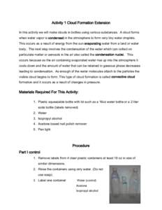 Atmospheric thermodynamics / Particulates / Phase transitions / Household chemicals / Gases / Cloud / Liquid / Isopropyl alcohol / Acetone / Chemistry / Atmospheric sciences / Matter