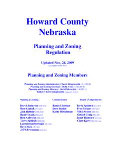 Howard County Nebraska Planning and Zoning Regulation Updated Nov. 24, 2009 Last update[removed]