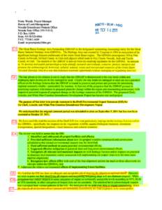 Penny Woods. Project Manager Bureau of Land Management Nevada Groundwater Projects Office Nevada State Office (NV[removed]P.O. Box[removed]Reno. NV[removed]