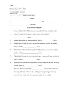 District Court CivilSTATE OF NEW MEXICO COUNTY OF ___________ ___________________ JUDICIAL DISTRICT _____________________________, Plaintiff