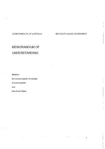 Memorandum of Understanding between Commonwealth of Australia and New South Wales: One stop shop for environmental approvals under the Environment Protection and Biodiversity Conservation Act 1999