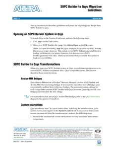 SOPC Builder to Qsys Migration Guidelines AN[removed]Application Note