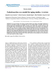 Volume 5, Number 4; [removed], August 2014 http://dx.doi.org[removed]AD[removed]Review Article  Nothobranchius as a model for aging studies. A review