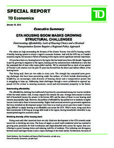 SPECIAL REPORT TD Economics January 19, 2015 Executive Summary