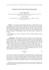 GMJ 00031m  Glasgow Math. J. 43A[removed]–475. # 2001 Glasgow Mathematical Journal Trust. Printed in the United Kingdom COMPACT WELL-BOUNDED OPERATORS CHENG QINGPING