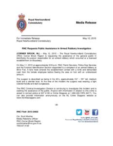 Royal Newfoundland Constabulary Media Release  For Immediate Release