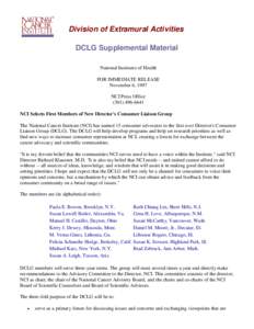 NCIDEA: DCLG Supplemental Material: November 6, 1997