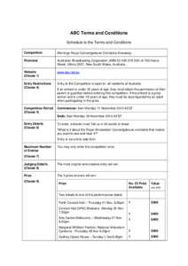 ABC Terms and Conditions Schedule to the Terms and Conditions Competition Mornings Royal Concertgebouw Orchestra Giveaway