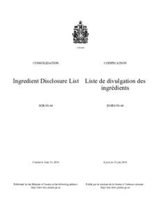 CANADA  CONSOLIDATION CODIFICATION