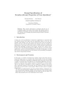 Formal Specification of Security-relevant Properties of User Interfaces1 Bernhard Beckert Gerd Beuster