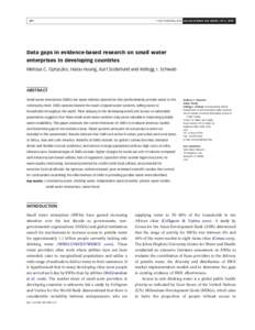 Q IWA Publishing 2009 Journal of Water and Health | 07.4 | Data gaps in evidence-based research on small water enterprises in developing countries