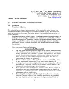 CRAWFORD COUNTY ZONING JUDITH FREEMAN, ZONING ADMINISTRATOR 111 E. FOREST, STE M; GIRARD, KS[removed]6168(Ext. 164), *Fax[removed]*, E Mail: [removed] 