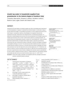 Q IWA Publishing 2007 Journal of Water and Health | 05.1 | Unsafe tap water in households supplied from groundwater in the Salento Region of Southern Italy