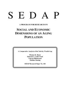 S E D A P A PROGRAM FOR RESEARCH ON SOCIAL AND ECONOMIC DIMENSIONS OF AN AGING POPULATION