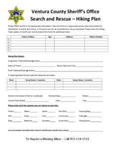 Microsoft Word - Ventura County Sheriff - Hiking Plan