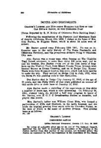 NOTES AND DOCUMENTS  (Notes Reported by E. H. Kelley of Oklahoma State Banking Dept.) Following the examination of the Farmers And Merchants Bank of Arnett, Oklahoma, March 12th 1951, I visited at the home of Mrs. Alex B