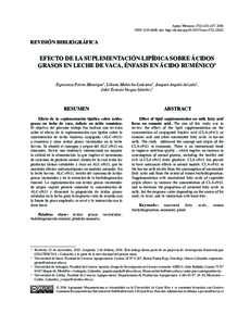 Agron. Mesoam. 27(2):ISSNdoi: http://dx.doi.orgam.v27i2REVISIÓN BIBLIOGRÁFICA  EFECTO DE LA SUPLEMENTACIÓN LIPÍDICA SOBRE ÁCIDOS