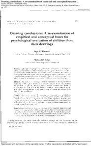 Drawing conclusions: A re-examination of empirical and conceptual bases for ... Glyn V Thomas: Richard P Jolley The British Journal of Clinical Psychology; May 1998; 37, 2; ProQuest Nursing & Allied Health Source