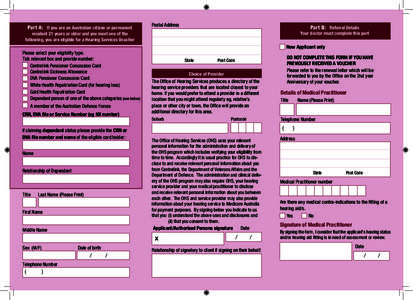 Part A: If you are an Australian citizen or permanent  Postal Address Part B: Referral Details