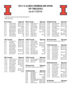 [removed]ILLINOIS SWIMMING AND DIVING TOP TIMES/DIVES (as of[removed]indicates place on all-time fastest individual list * ARC pool record