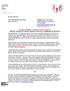 ®  Girls Inc. of Greater Indianapolis  MEDIA RELEASE