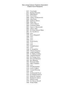 New Jersey Science Teachers Association Citation Scroll Recipients 2013