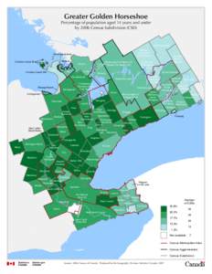 Greater Golden Horseshoe Percentage of population aged 14 years and under by 2006 Census Subdivision (CSD) GalwayCavendish and Harvey