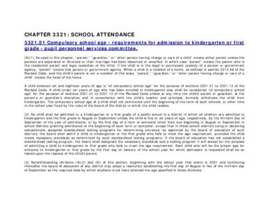 CHAPTER 3321: SCHOOL ATTENDANCE