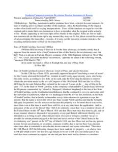 Southern Campaign American Revolution Pension Statements & Rosters Pension application of Zebulon Pratt S41969 fn10NC Transcribed by Will Graves[removed]Methodology: Spelling, punctuation and/or grammar have been correc