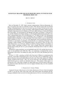 Analytic number theory / Mathematical constants / Srinivasa Ramanujan / Riemann zeta function / Bernoulli number / Euler–Mascheroni constant / Riemann hypothesis / Riemann sphere / Mathematics / Mathematical analysis / Number theory